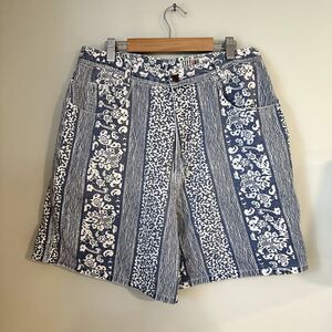 Vintage Stefano International Patterned Denim Mom Shorts